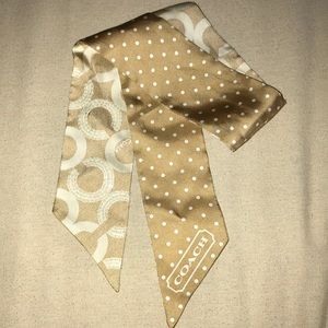 Coach Sequined Scarf Twilly Tan & Beige